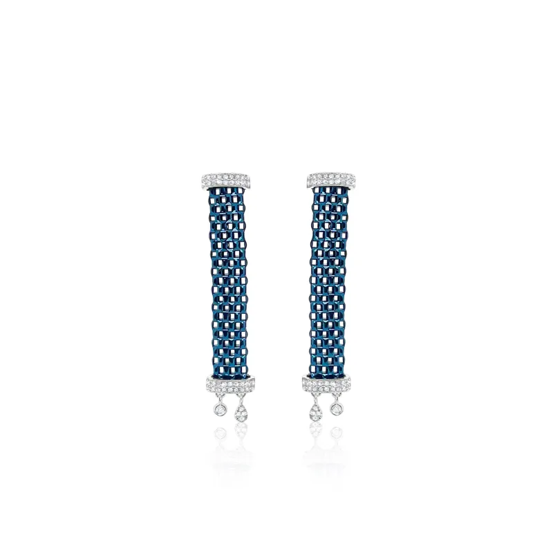 Blue Diamond Mesh Earrings made by Meira T
