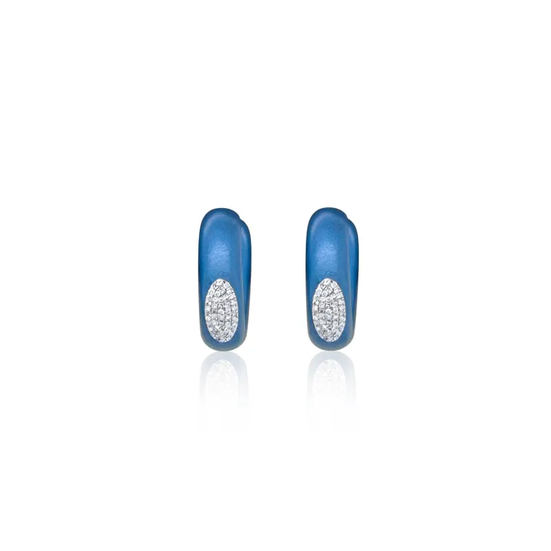 Blue Rhodium Hoops made by Meira T