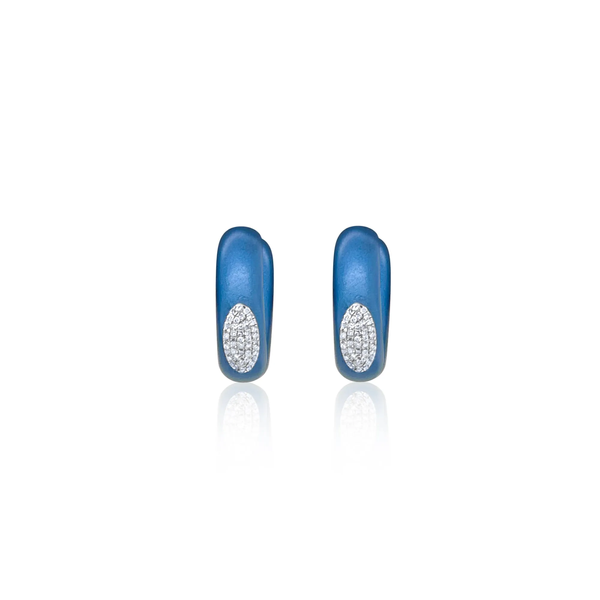 Blue Rhodium Silver and Diamond Hoops sold by Meira T