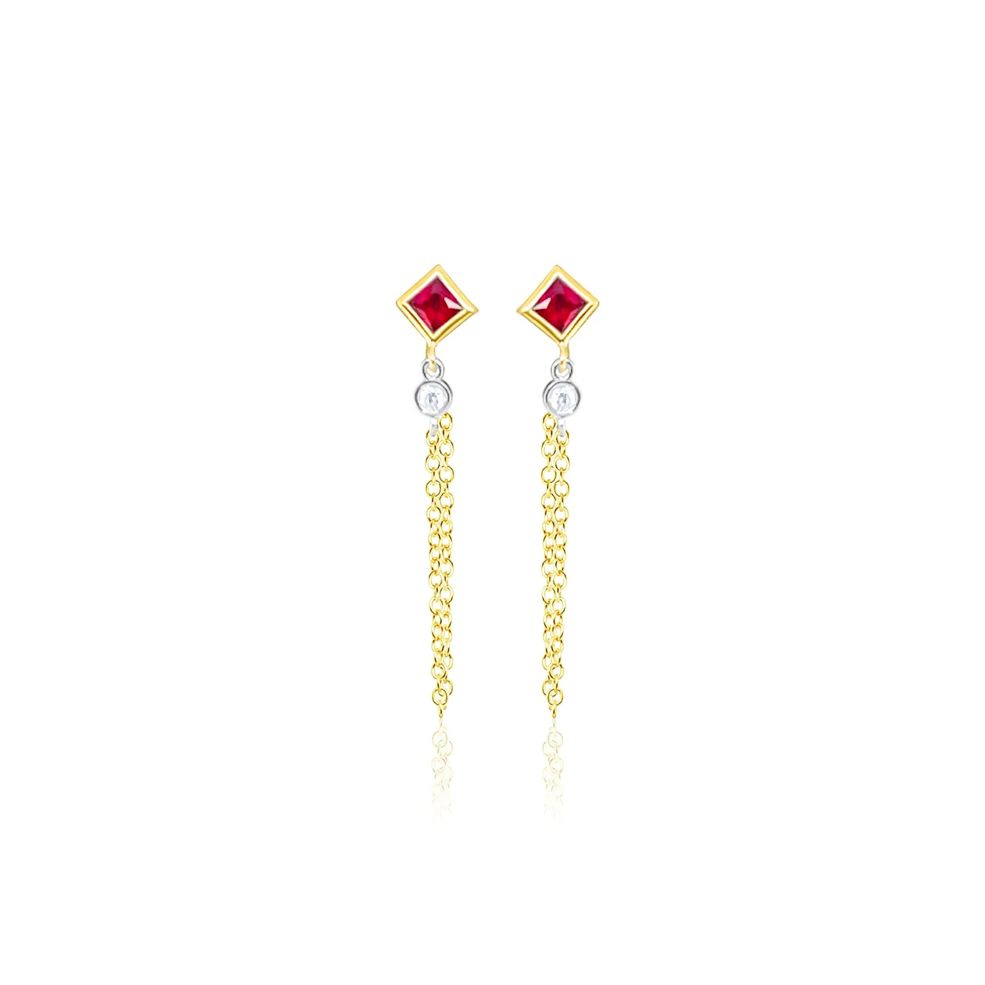 14kt Yellow Gold Chain Ruby Earrings sold by Meira T