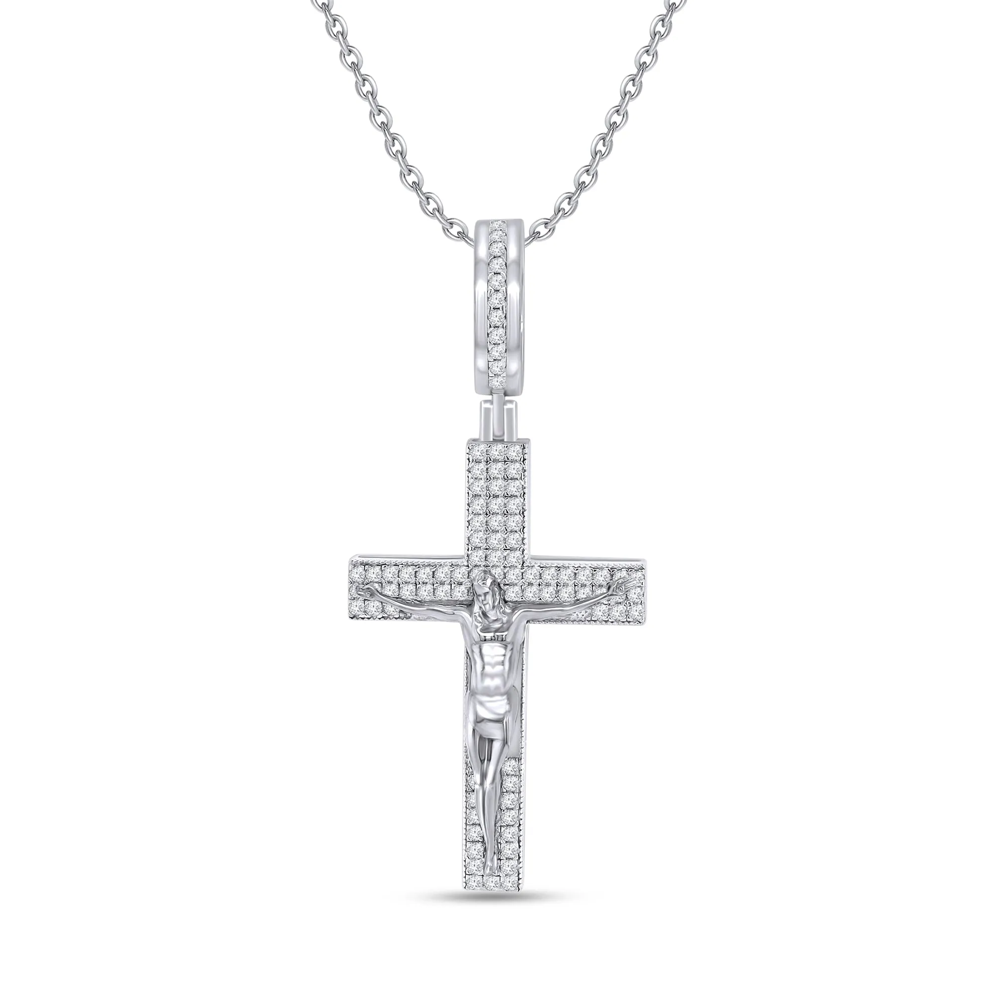 Lab Grown Diamond Cross in Silver with 18 inch Chain .50 ct sold by Meira T