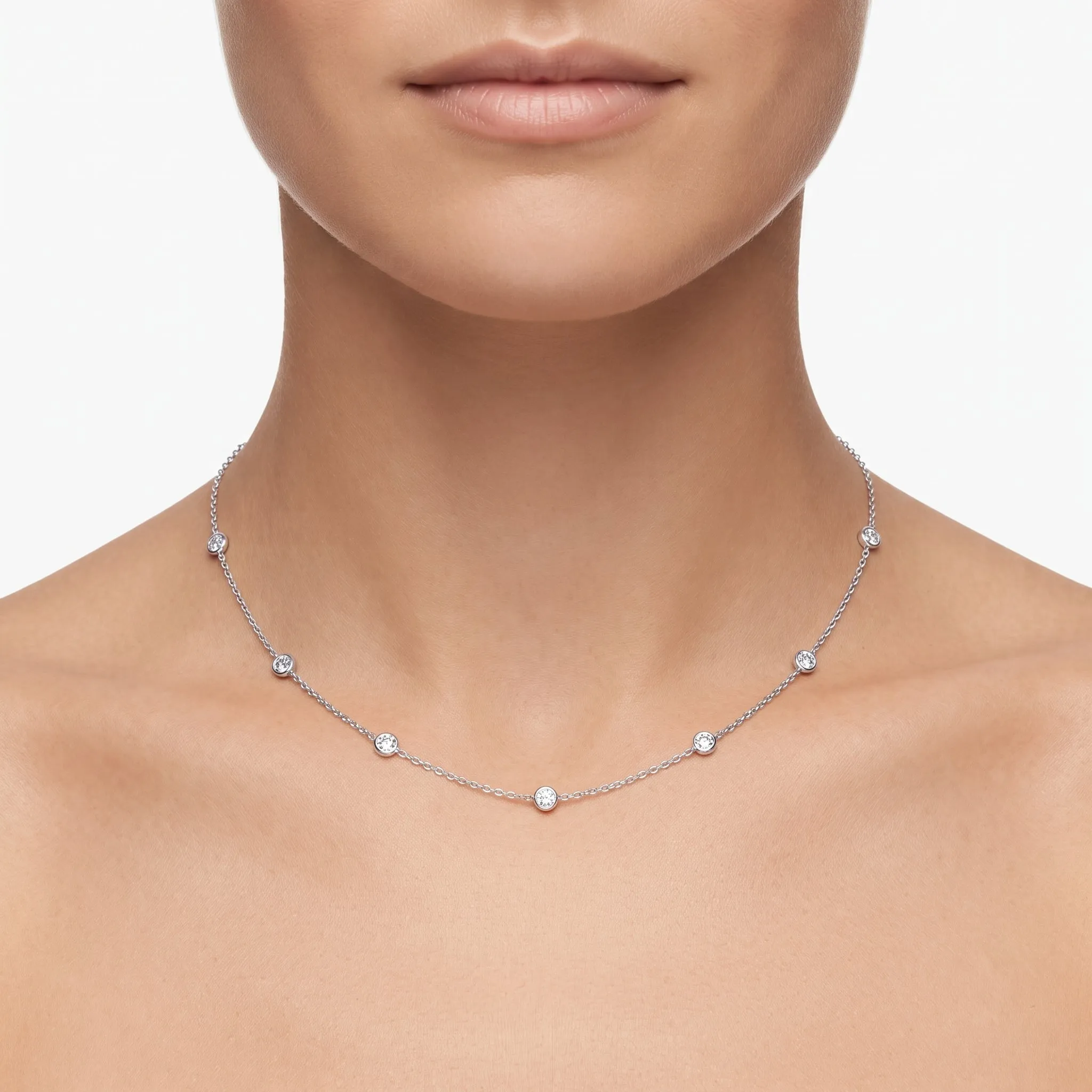 Silver and Lab Grown Station Necklace 1.00 ct sold by Meira T product image thumbnail 2