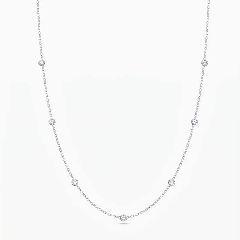 Silver and Lab Grown Diamond by the Yard Necklace 1.00 ct made by Meira T