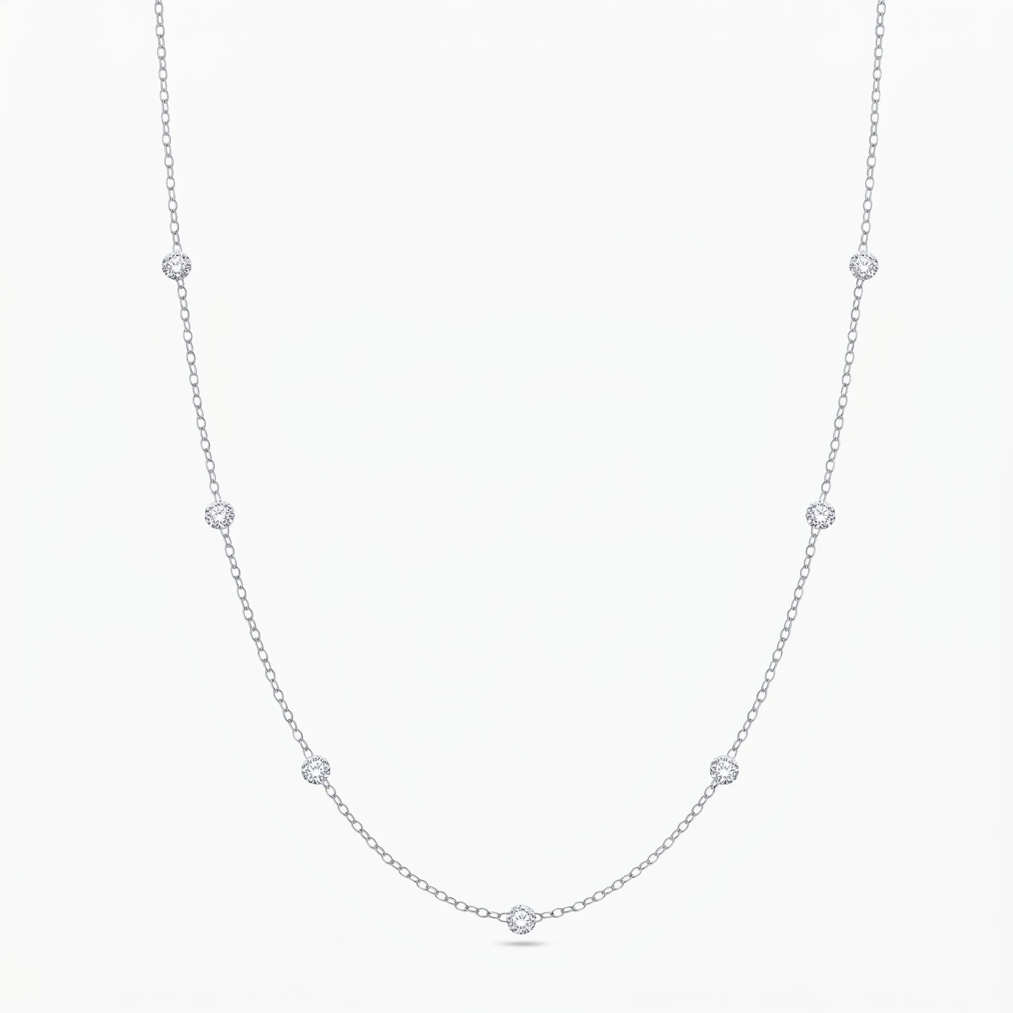 Silver and Lab Grown Station Necklace 1.00 ct sold by Meira T