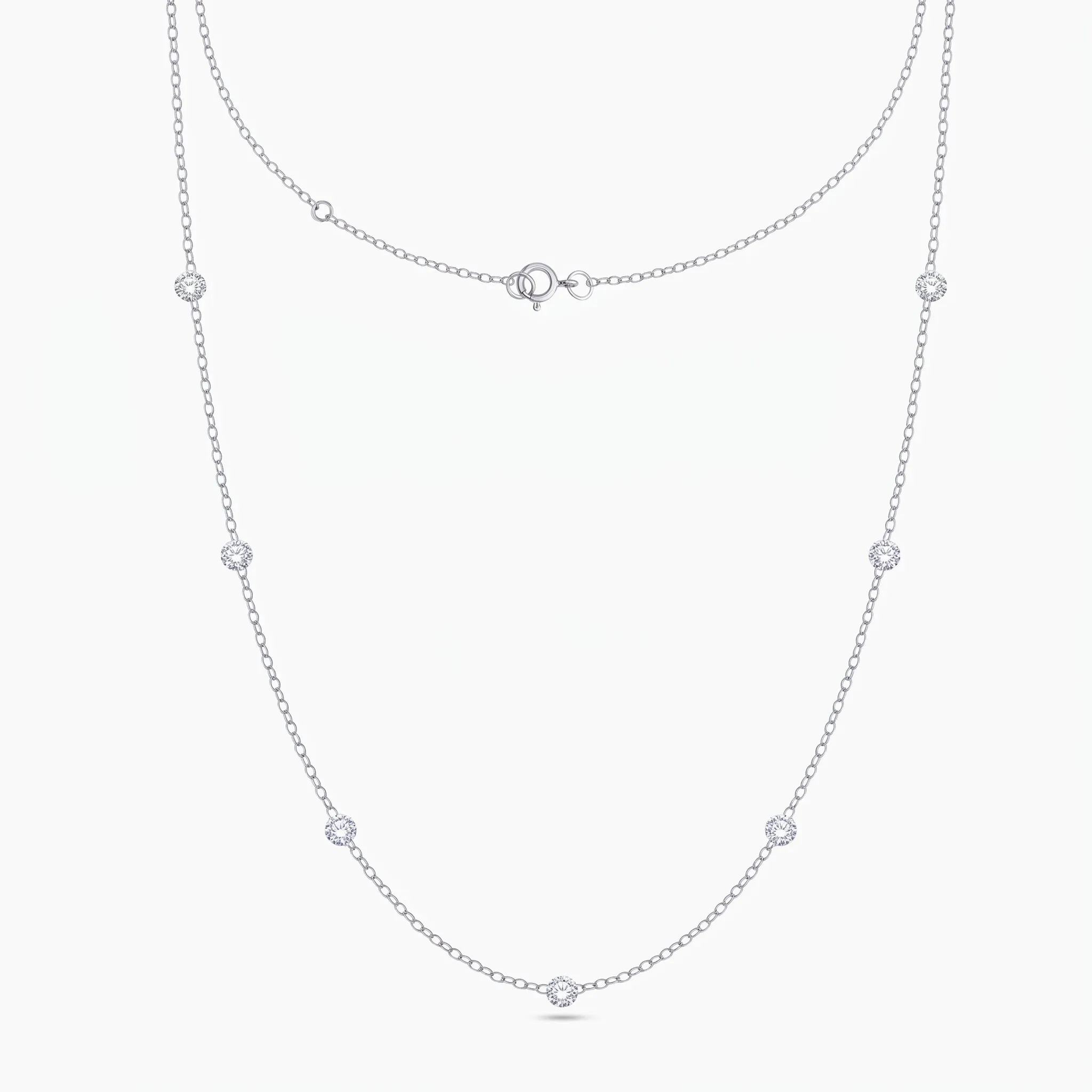 Silver and Lab Grown Station Necklace 1.00 ct sold by Meira T product image thumbnail 3