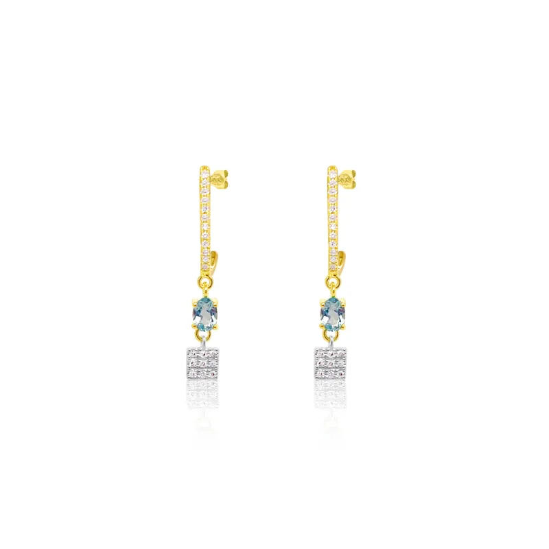 14kt Yellow Gold Blue Topaz Diamond Drop Earrings made by Meira T