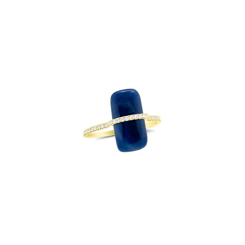 Blue Sapphire with Diamonds Ring made by Meira T