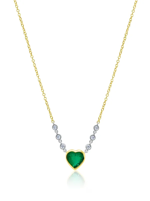 Yellow Gold Emerald Heart Necklace made by Meira T