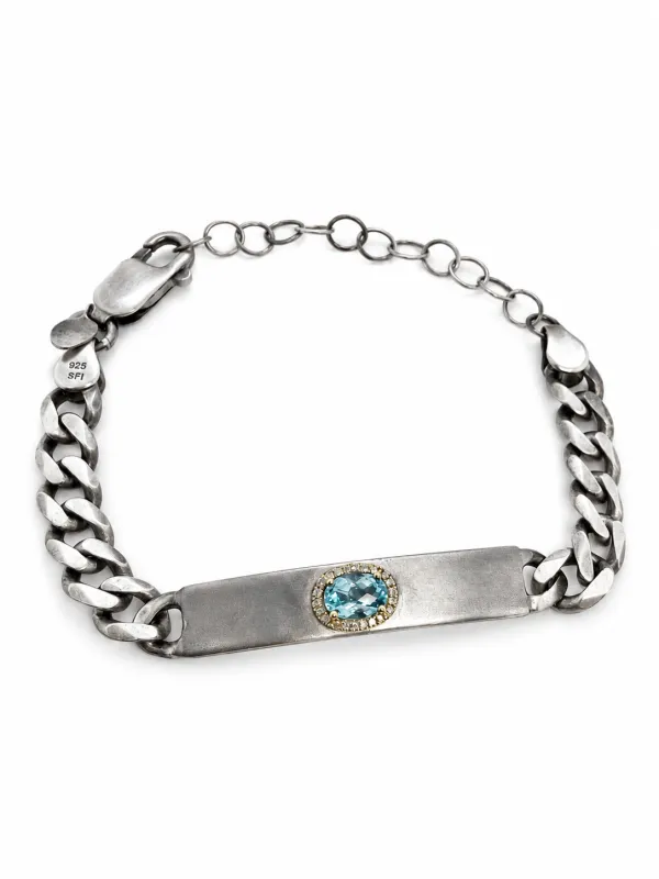 Silver and Blue Topaz Diamond Braclet made by Meira T