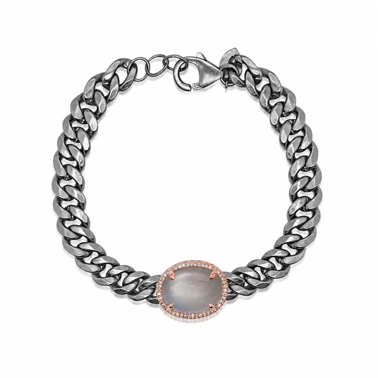 Silver and Moonstone Diamond Bracelet sold by Meira T