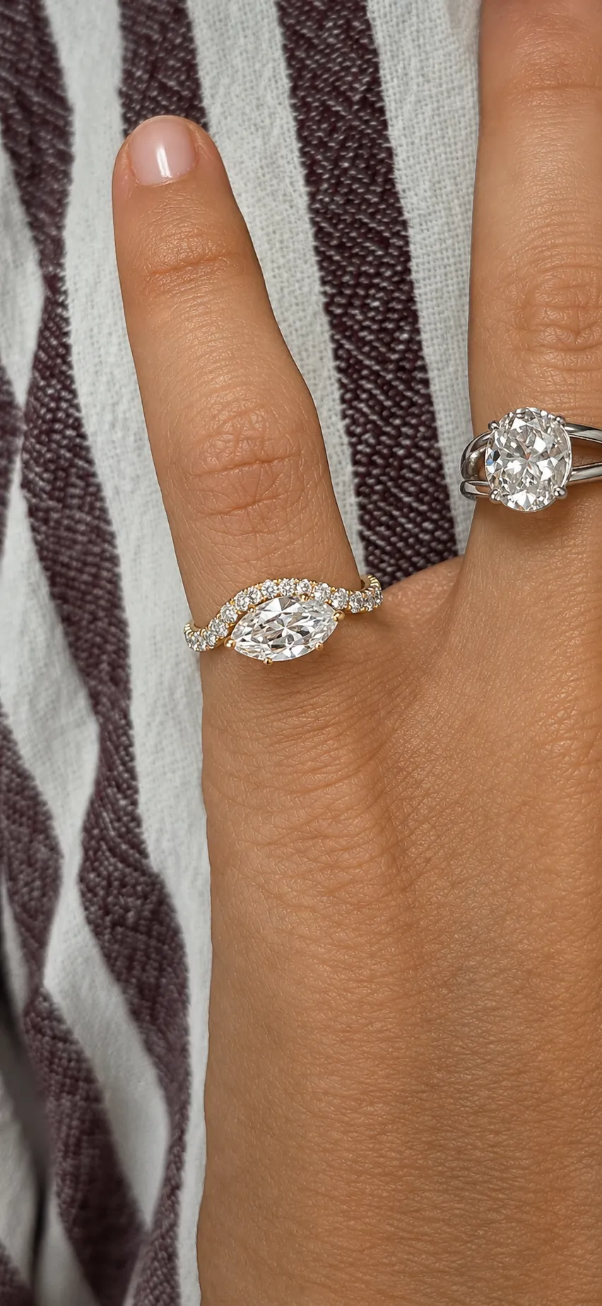 Yellow Gold Pinky Ring Lab Grown Diamond Marquis Shaped Antique sold by Meira T product image thumbnail 2