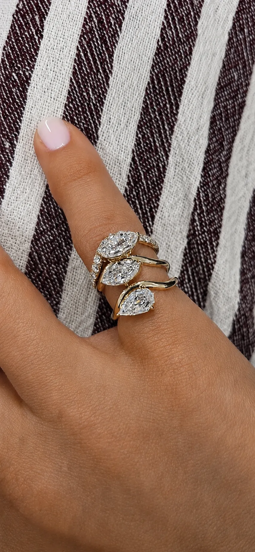 Yellow Gold Pinky Ring Lab Grown Diamond Marquis Shaped Antique sold by Meira T product image thumbnail 3