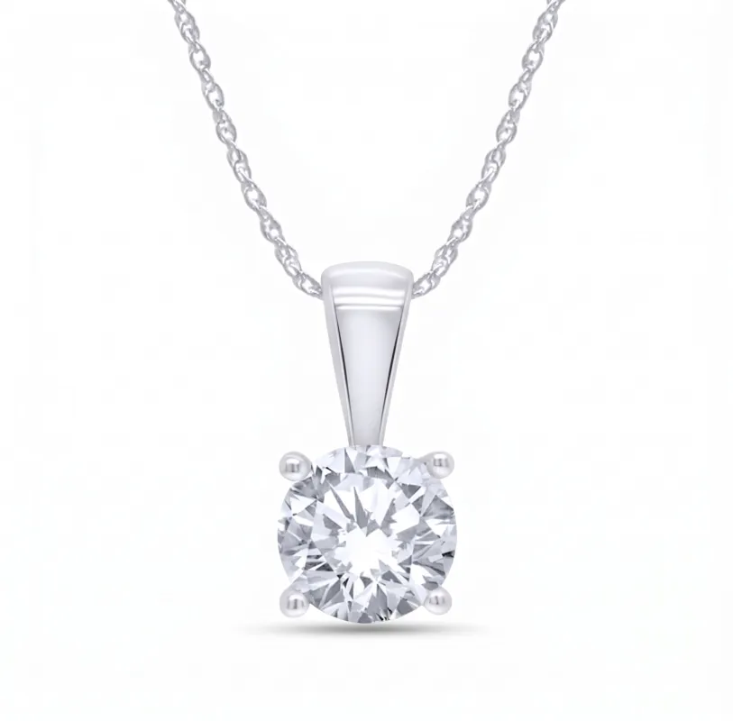 Lab Grown Diamond Solitaire in Silver .50 ct made by Meira T