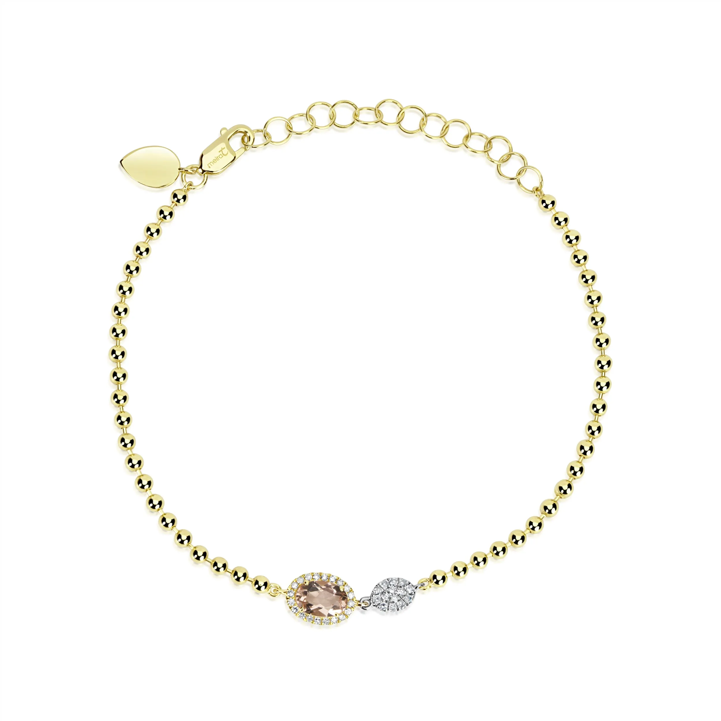 Yellow Gold Spot Chain Morganite and Diamond Bracelet sold by Meira T