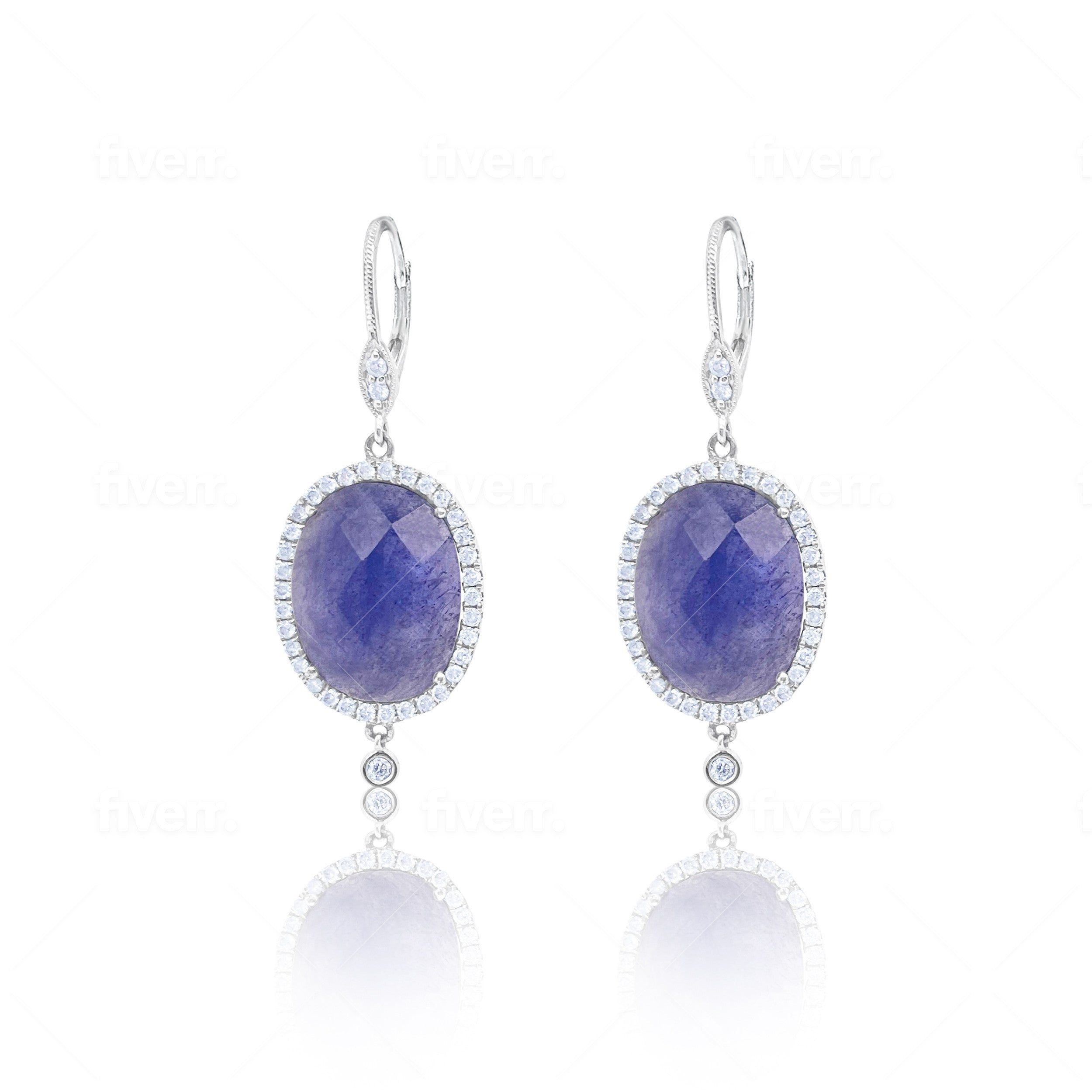 White Gold Tanzanite and Diamond Earrings sold by Meira T