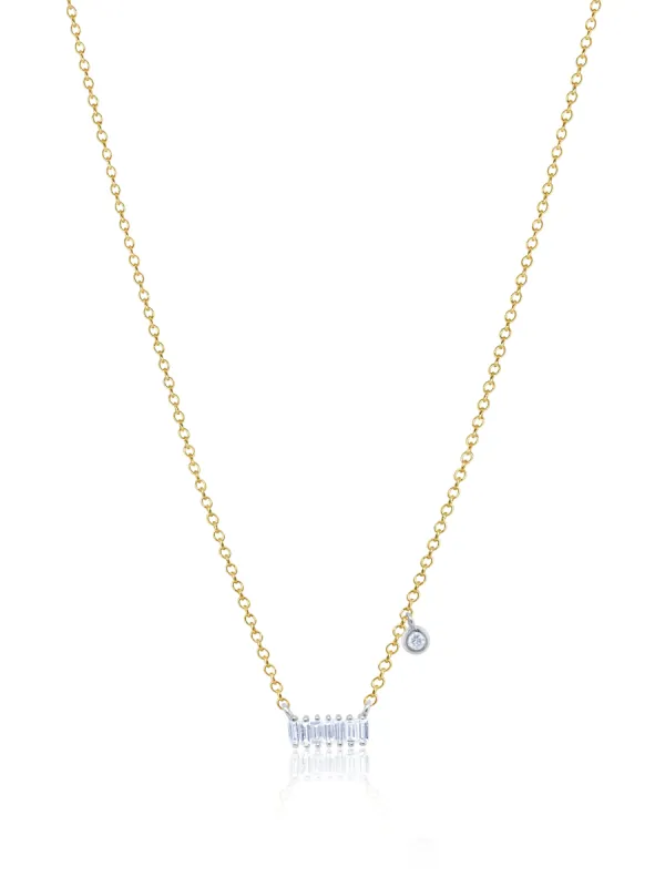 Dainty Yellow Gold And Diamond Bar Necklace sold by Meira T