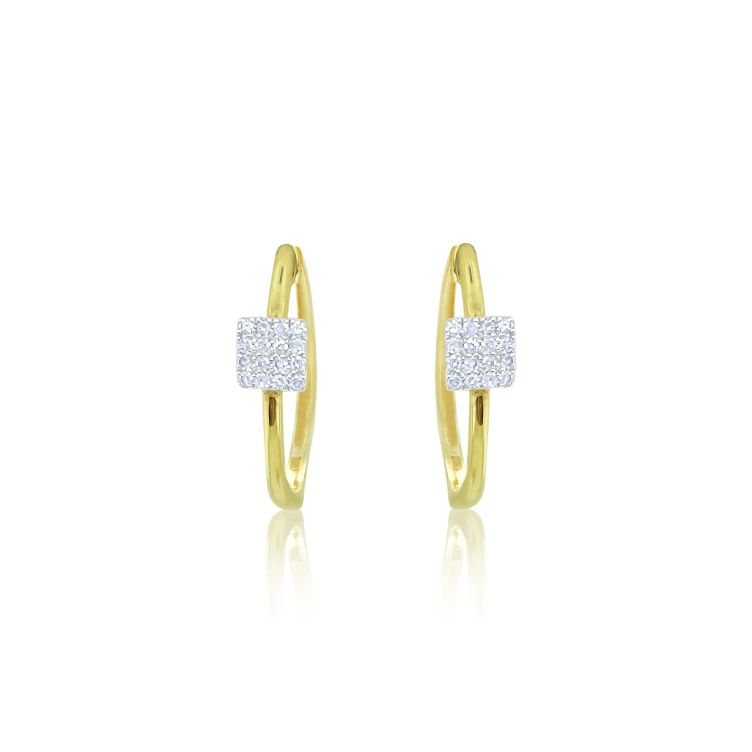 14kt Yellow Gold Diamond Square Hoop Earring sold by Meira T