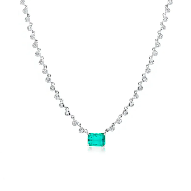 White and Yellow Gold LAB GROWN Emerald Necklace sold by Meira T