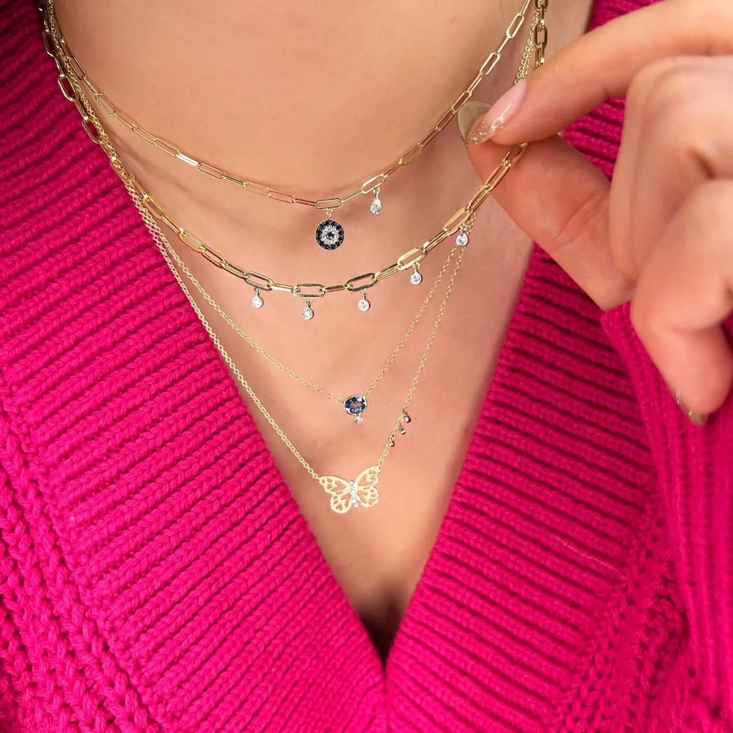 Paperclip Chain Evil Eye Necklace sold by Meira T product image thumbnail 2