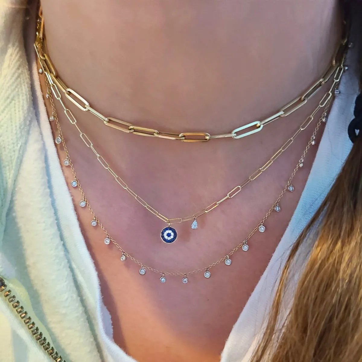 Paperclip Chain Evil Eye Necklace sold by Meira T product image thumbnail 3