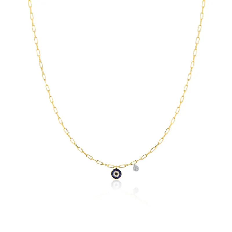 Paperclip Chain Evil Eye Necklace sold by Meira T