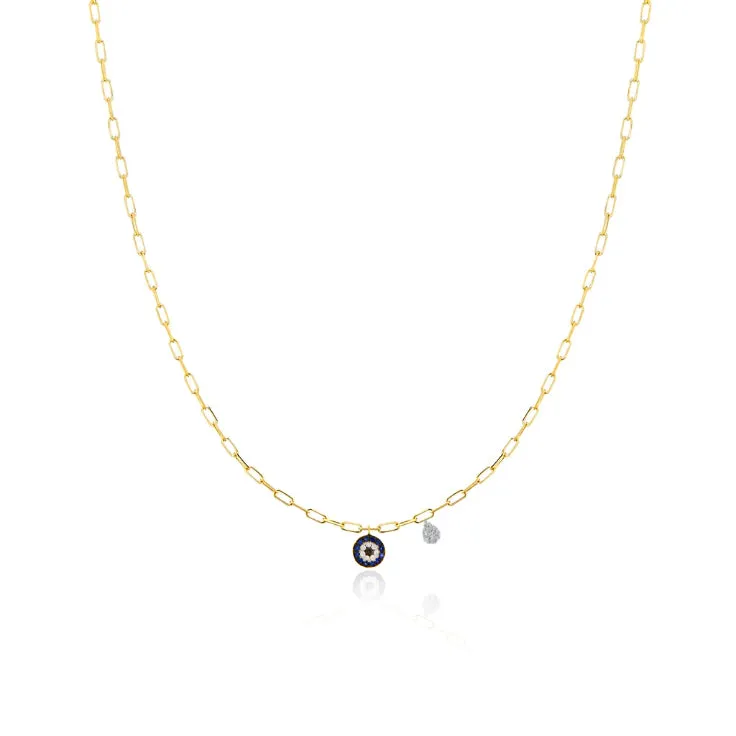 Paperclip Chain Evil Eye Necklace sold by Meira T