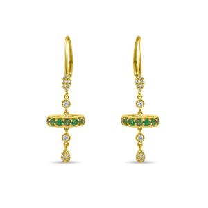 Yellow Gold Emerald Wheel Earrings sold by Meira T