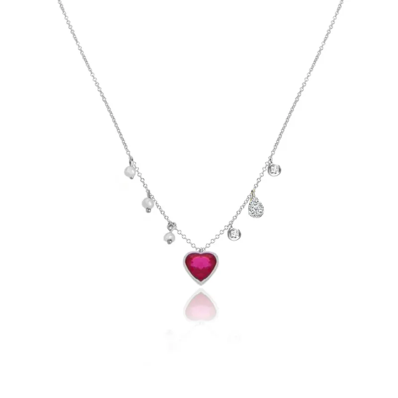 Dainty Ruby Heart Necklace sold by Meira T