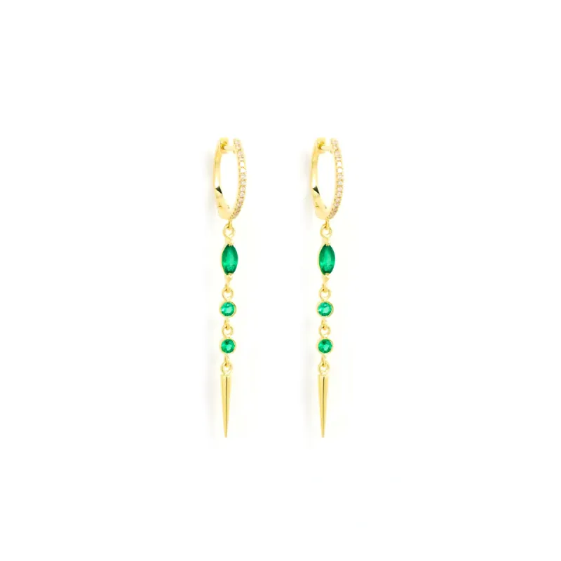 Emerald and Diamond Drop Huggie sold by Meira T
