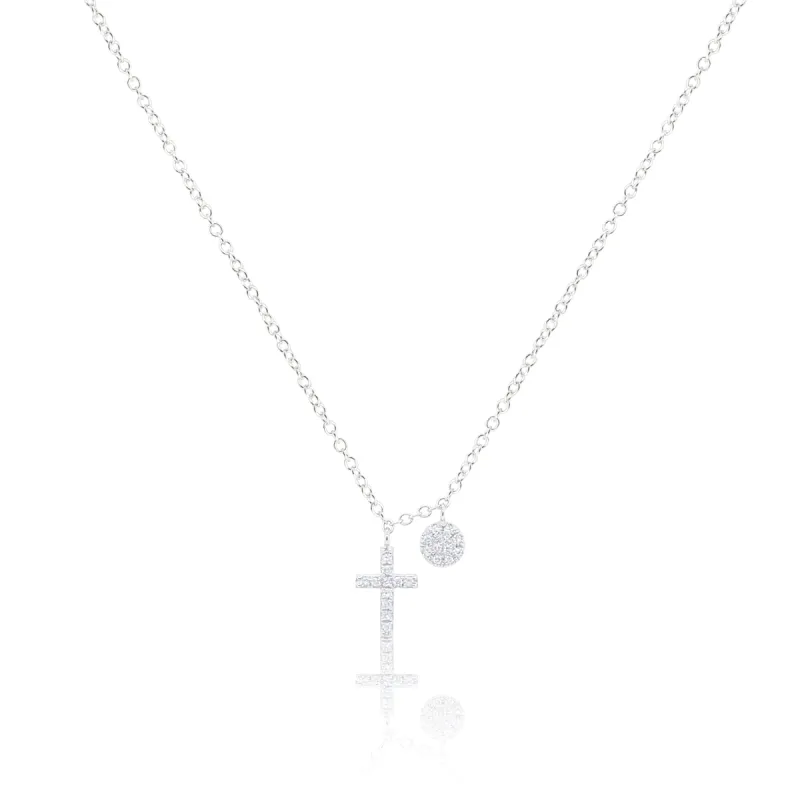 White Gold Dainty Diamond Cross sold by Meira T