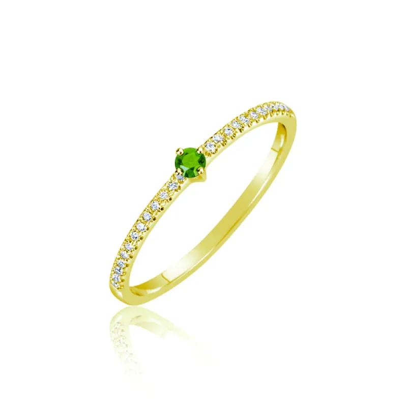 Yellow Gold Diamond Peridot Stack RingStuds sold by Meira T