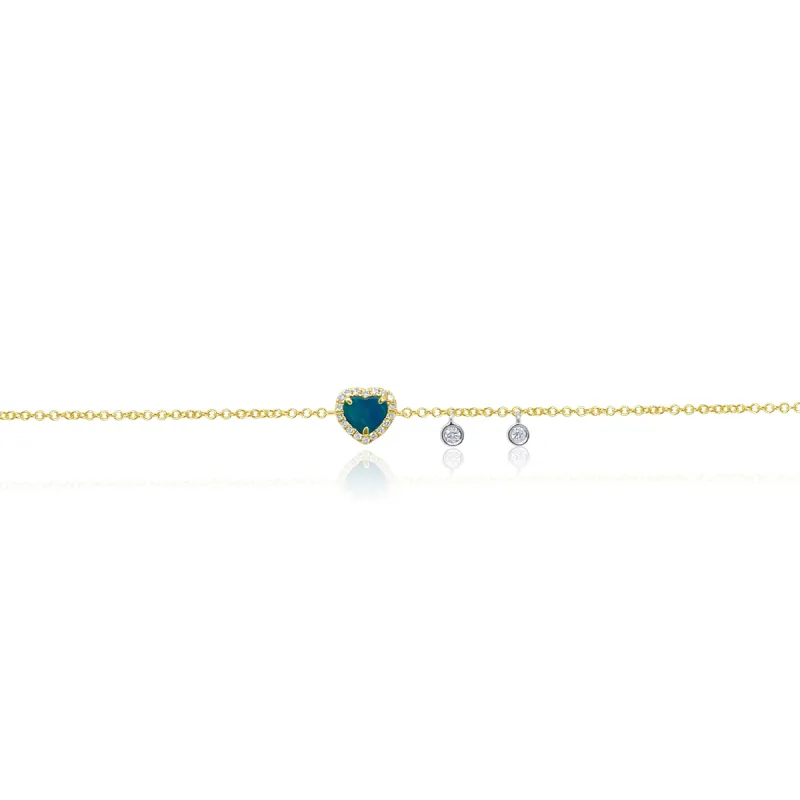 Dainty Opal Heart and Diamond Bracelet sold by Meira T