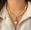 Mother of Pearl Bead Necklace with Shell sold by Meira T