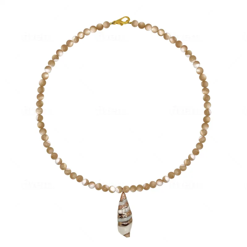 Mother of Pearl Bead Necklace with Shell sold by Meira T