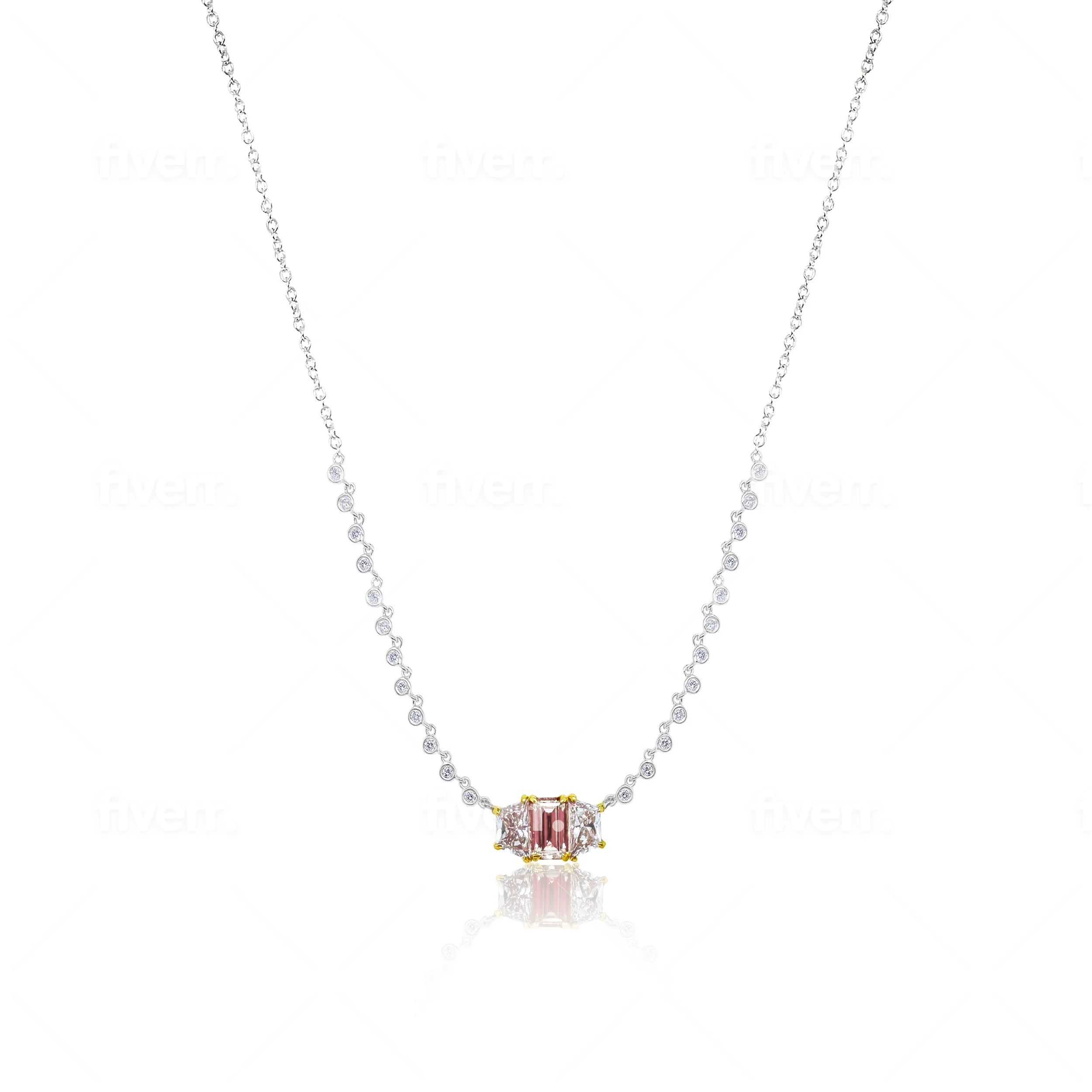 White Gold Champagne Diamond Necklace sold by Meira T