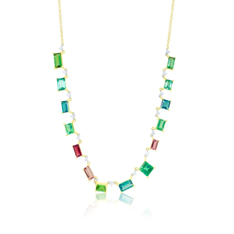 Watermelon Tourmaline and Bezel Necklace sold by Meira T