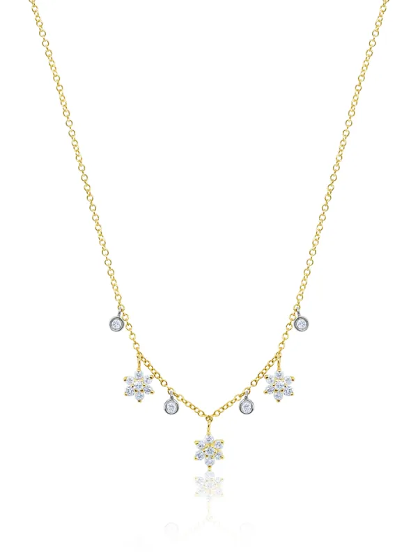 Dainty Diamond Flower and Bezel Necklace sold by Meira T