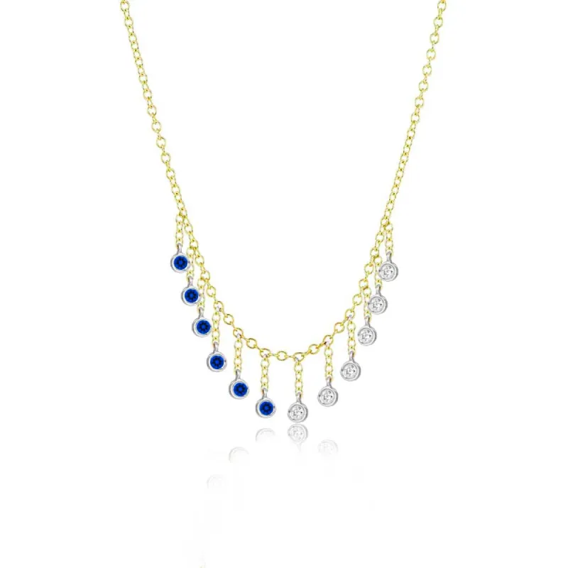 Fringe Blue Sapphire and Diamond Necklace sold by Meira T