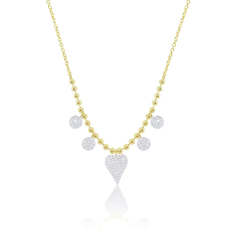 Yellow Gold Ball Chain and Diamond Bezel Necklace sold by Meira T