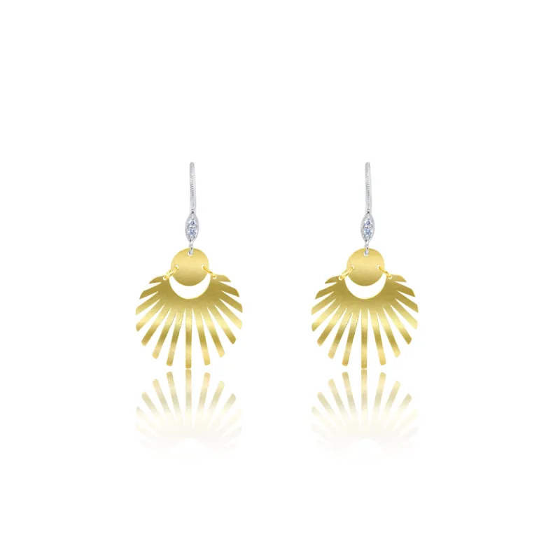 Two Tone Gold Fan Earrings sold by Meira T