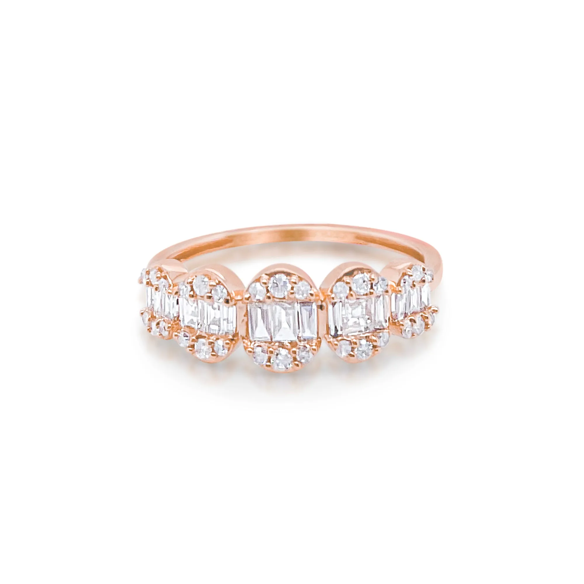 Rose Gold Diamond Baguette Disk Ring ONLINE EXCLUSIVE sold by Meira T