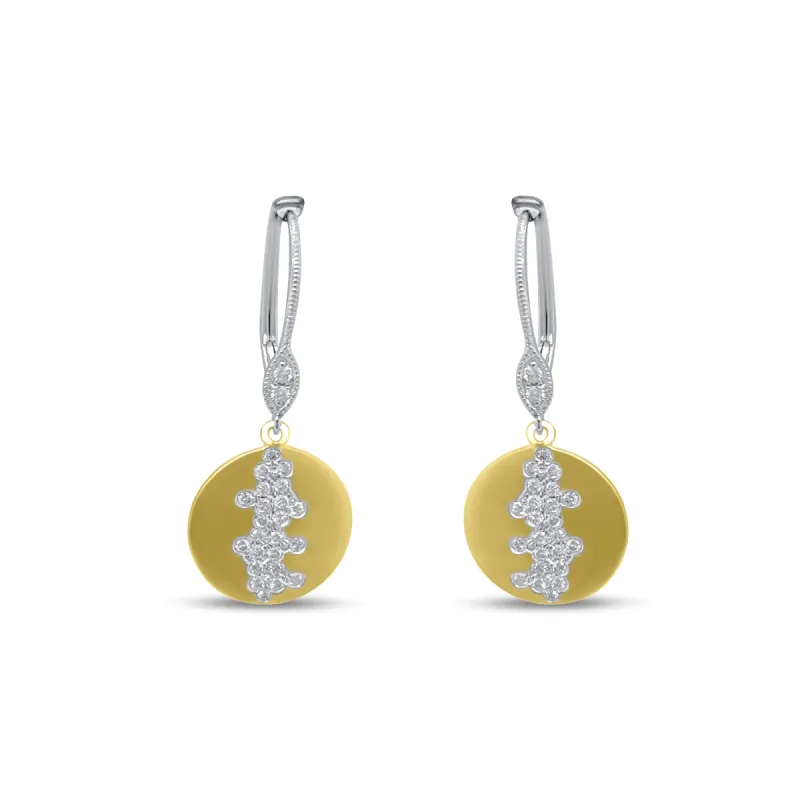 Yellow Gold Scattered Diamond Disk Earrings sold by Meira T