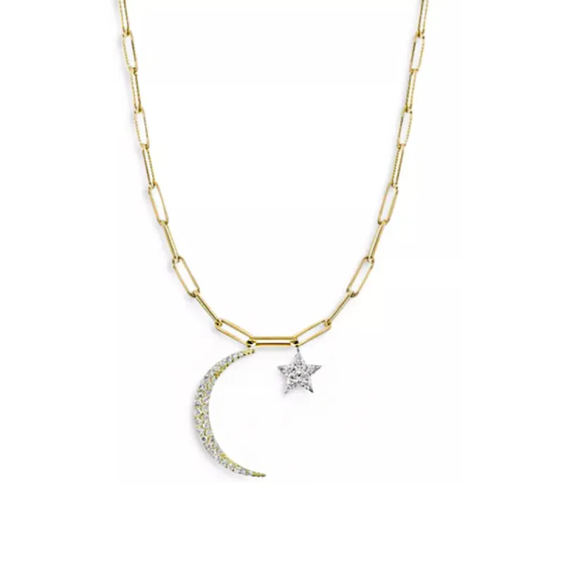 Moon and Star Paperclip Necklace sold by Meira T