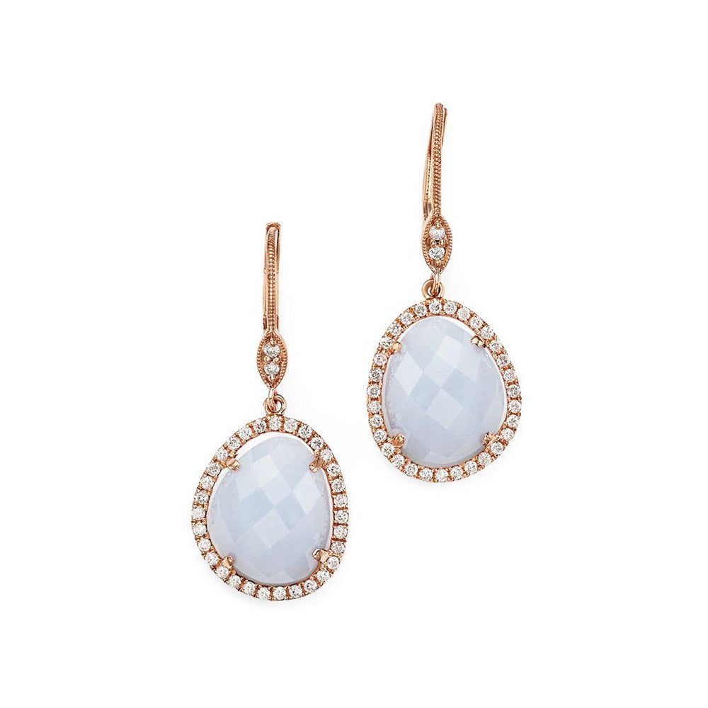 Chalcedony and Rose Gold Diamond Earrings sold by Meira T