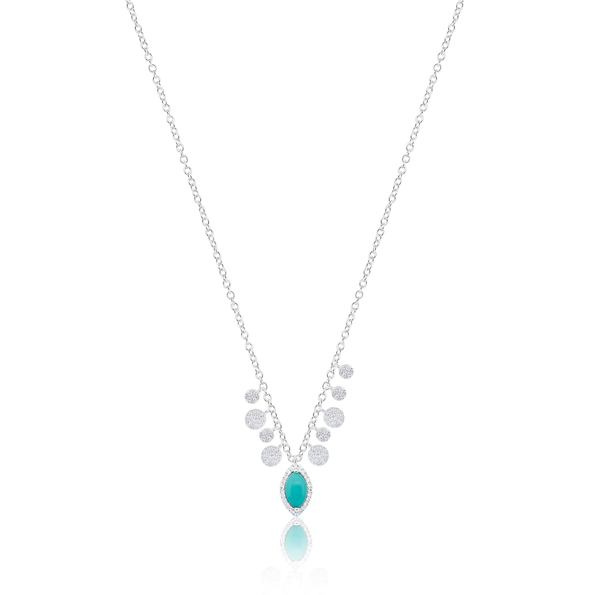 White Gold Diamond Turquoise Necklace sold by Meira T