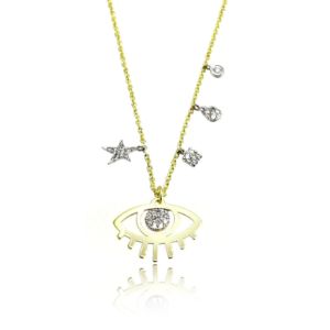 Yellow Gold Evil Eye Necklace sold by Meira T