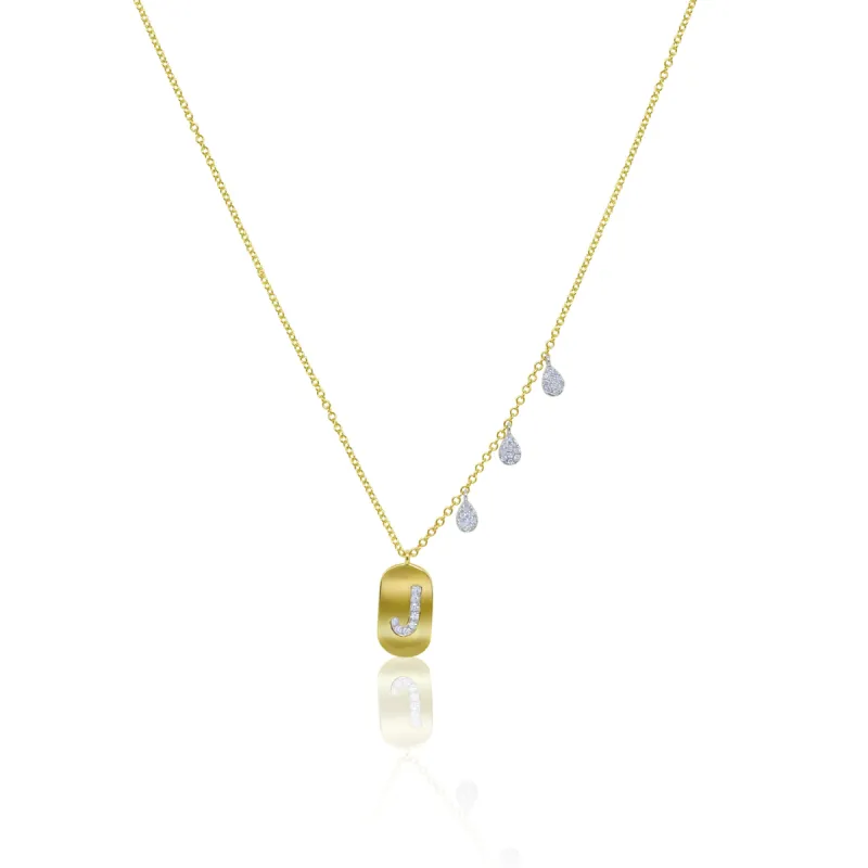 Dog Tag Diamond Initial Necklace sold by Meira T