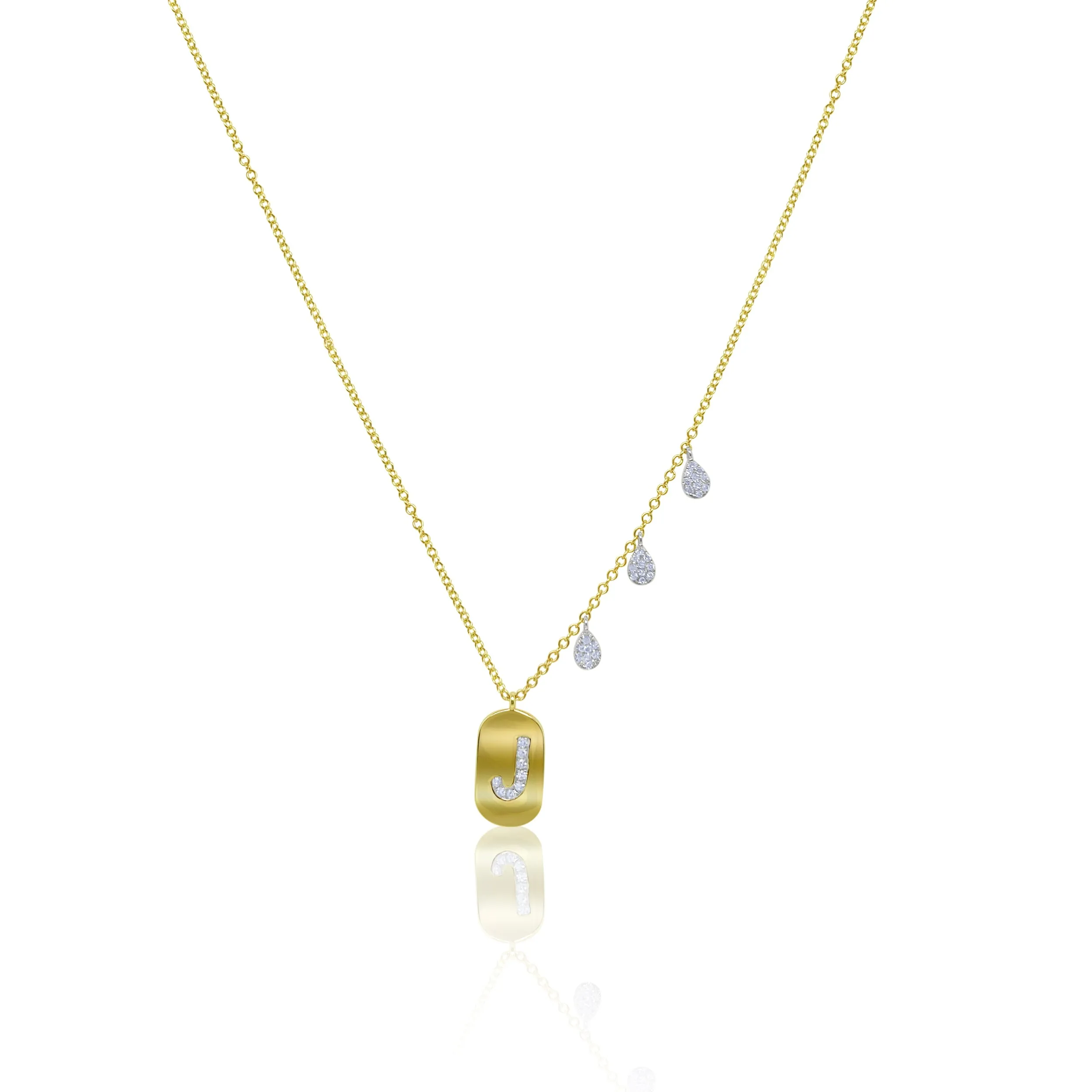 Dog Tag Diamond Initial Necklace sold by Meira T