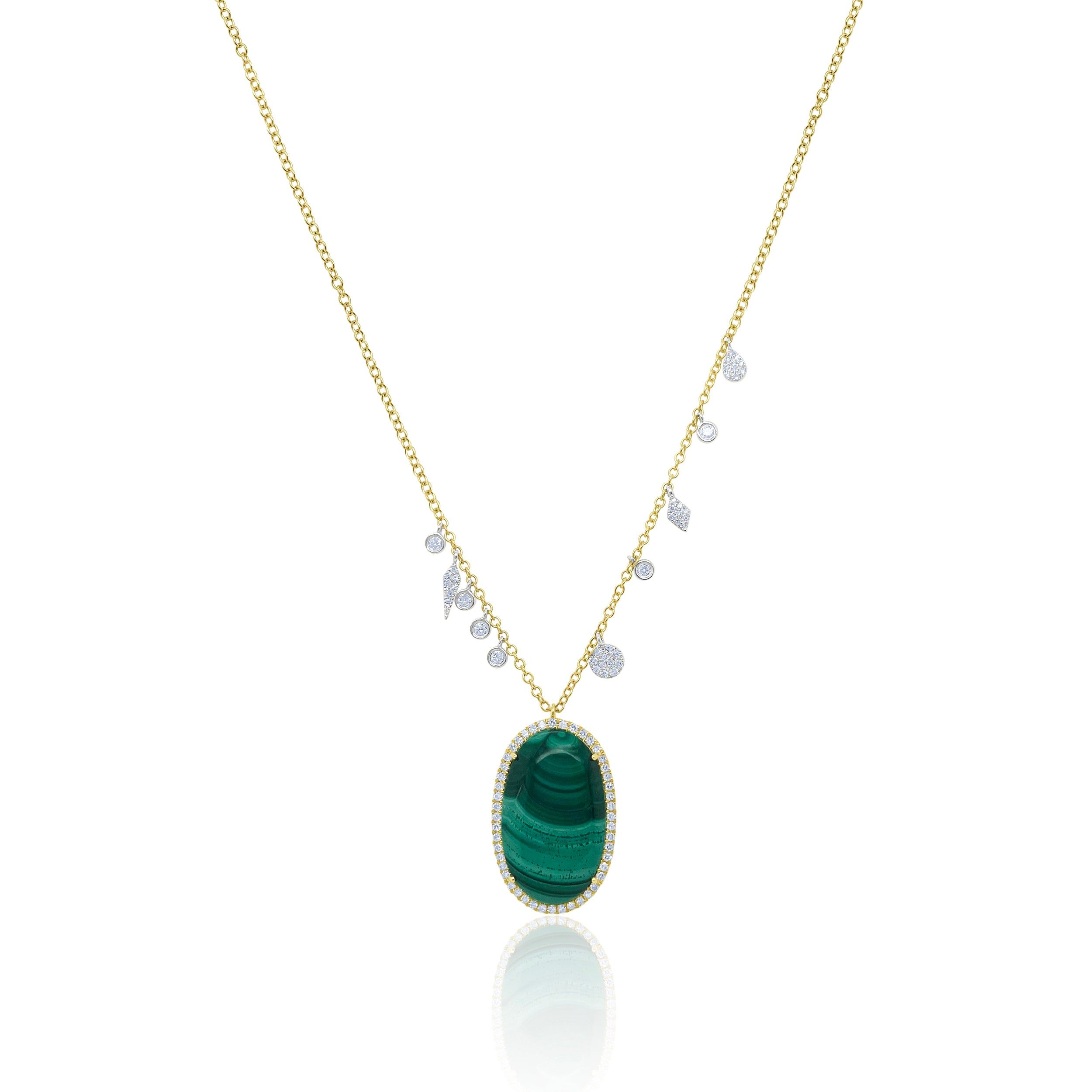 Two Tone Malachite and Diamond Charm Necklace sold by Meira T