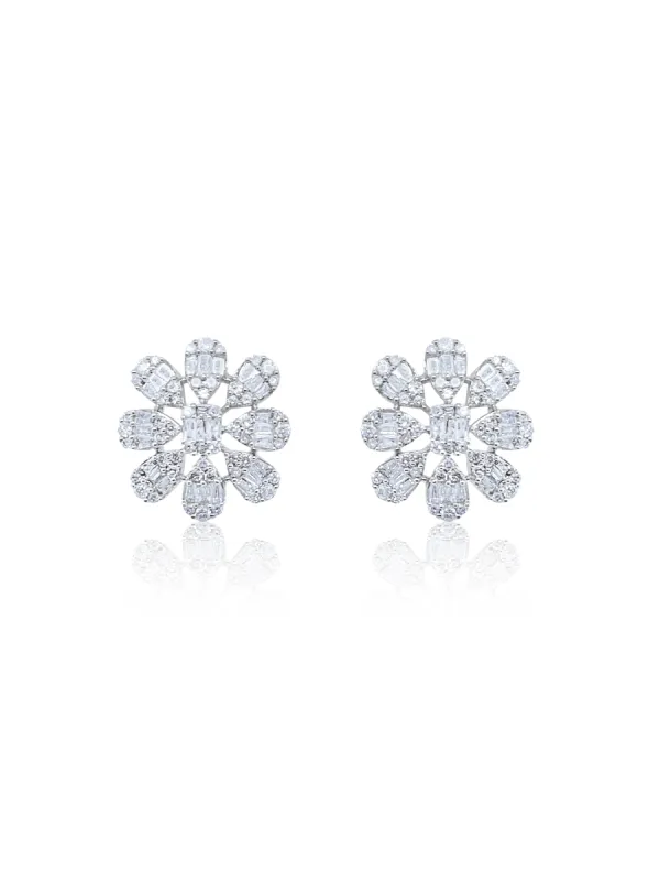 White Gold Diamond Flower Earrings ONLINE EXCLUSIVE sold by Meira T